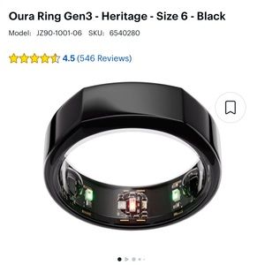 🌟Brand new never worn in box Oura ring Gen3 Heritage black size 6! 🌟